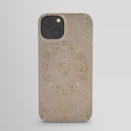Antique French Aubusson Carpet Beige Rose Floral iPhone Case