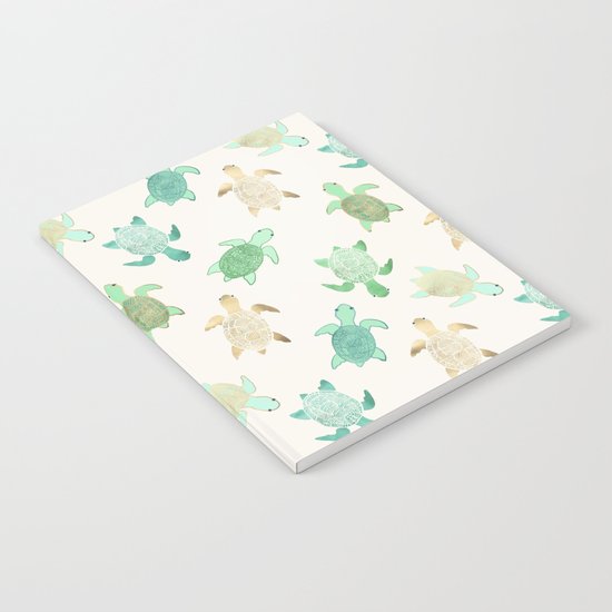 Gilded Jade & Mint Turtles Notebook