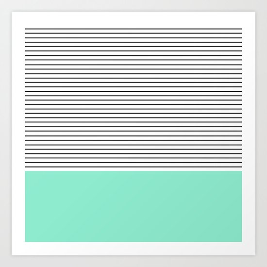 Minimal Mint Stripes Art Print