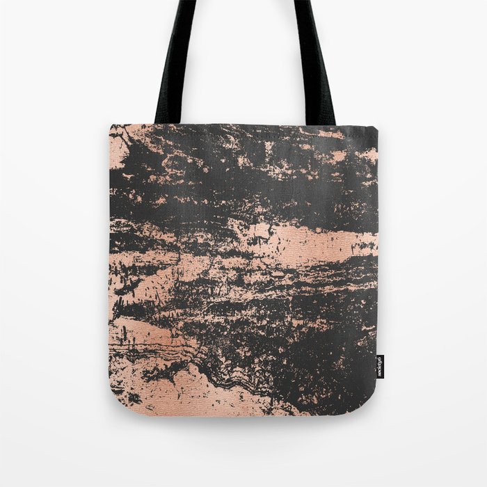 Marble Black Rose Gold Dope Tote Bag by HIAWOL Mandah Moon