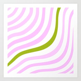 Pastel Pink and Green Stripes Art Print