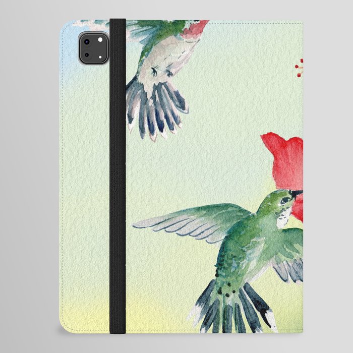 Colorful Hummingbirds and Hibiscus  iPad Folio Case