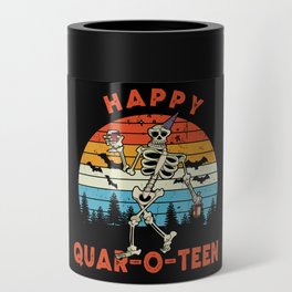 Happy Quarantine Halloween Funny Skeleton Can Cooler