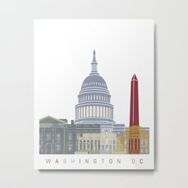 Washington dc skyline poster Metal Print | Travel, Metropolis, Graphicdesign, Washingtondc, Pop Art, Abstract, Desing, Colorful, Capitol, Color 
