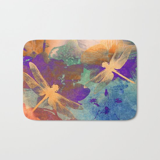Orange Orange Dragonflies Bath Mat