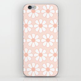 Cheerful Retro Daisy Floral Pattern in Pale Pastel Blush Pink iPhone Skin