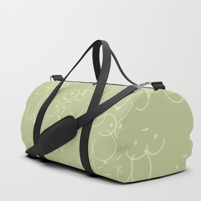 Sage Green Boobies Drawing Duffle Bag