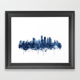 Boston Skyline Watercolor Blue, Art Print By Synplus Framed Art Print