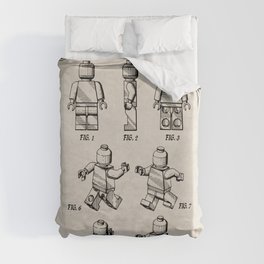 Legos Patent - Block Man Art - Antique Duvet Cover