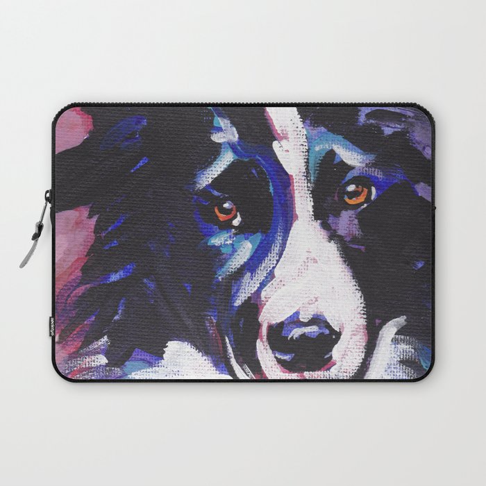 Fun Border Collie Dog Bright Colorful Pop Art Painting By Lea Laptop Sleeve By Wilddogs Society6