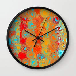 Turquoise, Red, and Yellow Swirls Wall Clock