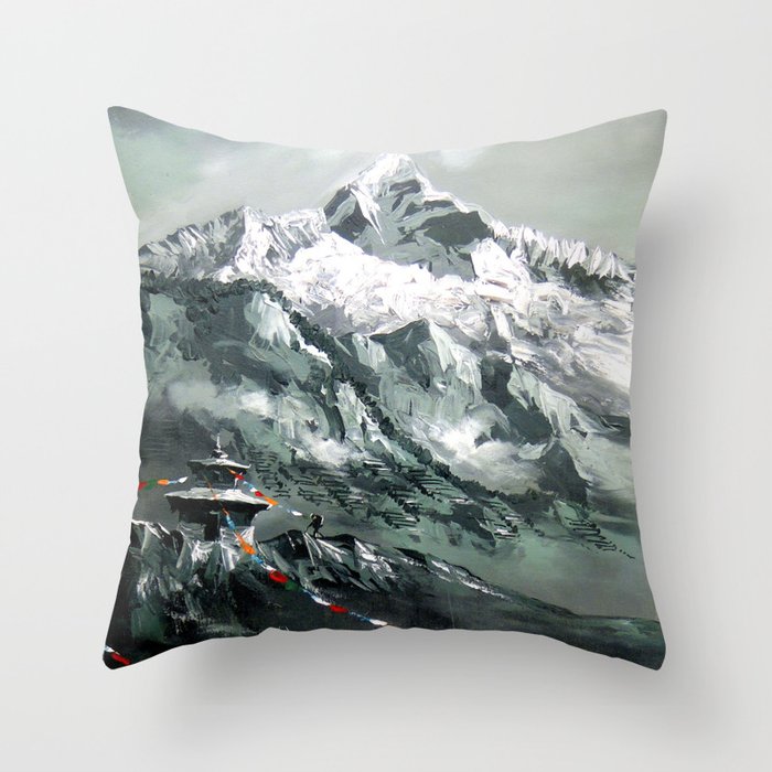 Panoramic View Of Mountain Everest Throw Pillow