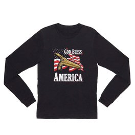 American Pterodactyl (God Bless America) Long Sleeve T Shirt | Political, Pop Surrealism, Funny, Vintage 