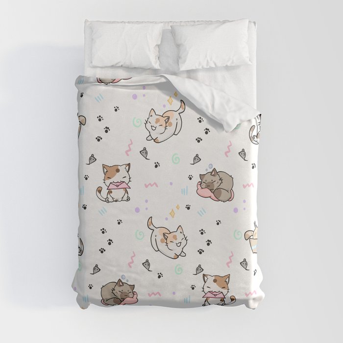 Kawaii cute cats Duvet Cover