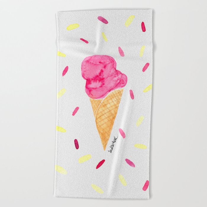 Ice Cream Cone and Sprinkles  Beach Towel