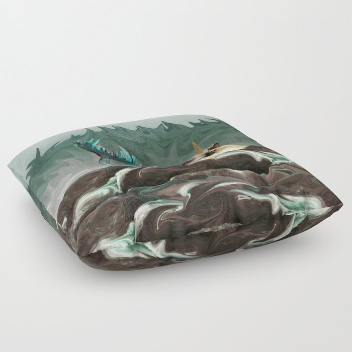 Behold the Mythical Merkitticorn - Mermaid Kitty Cat Unicorn Floor Pillow