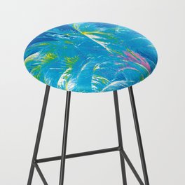 Shades Of Blue And Green Palm Trees Bar Stool