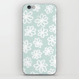 Spring Daisy Flowers Soft Mint Green iPhone Skin