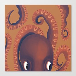 Peek-A-Boo Orange Octopus  Canvas Print