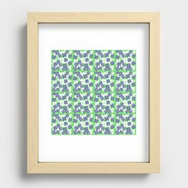 Retro Desert Flowers Periwinkle on Green Recessed Framed Print