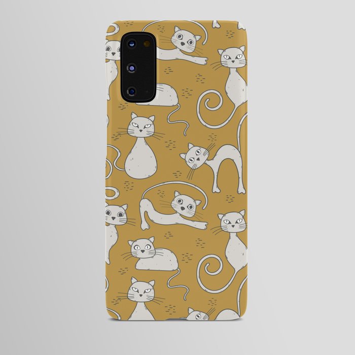 Mustard yellow and off-white cat pattern Android Case