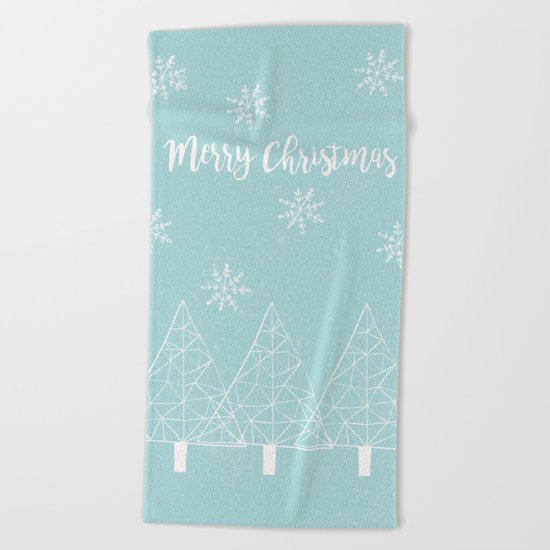 Merry Christmas Mint Beach Towel