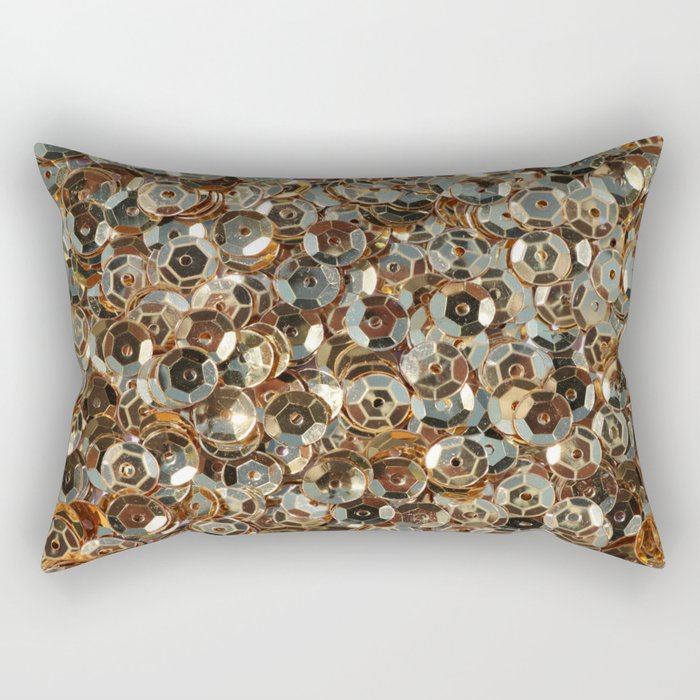 Shiny Gold Sequins Background Rectangular Pillow By Rinagart