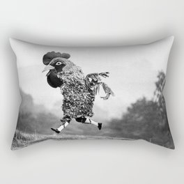 Signs Your Neighbor May Be Spending Too Much Time with his Chickens - black and white photograph Rectangular Pillow