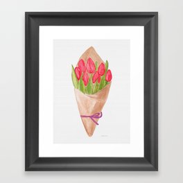 Pink Tulip Bouquet Framed Art Print