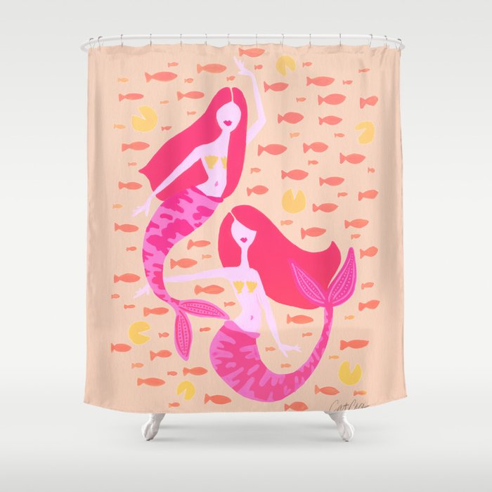 Koi Mermaids – Peach Palette Shower Curtain