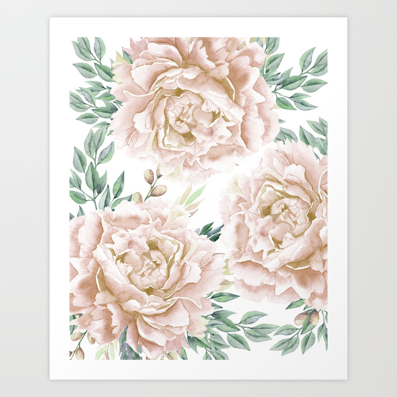 Pretty Blush Pink Roses Flower Garden Art Print By Naturemagick