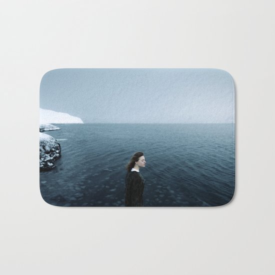 Girl ocean ice mountain Bath Mat