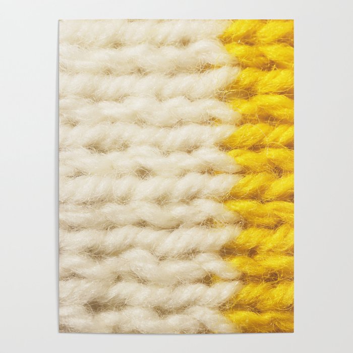 White Yellow Wool Knitting Texture Poster