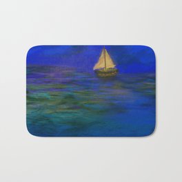 Peaceful Sail Moonlight  Bath Mat