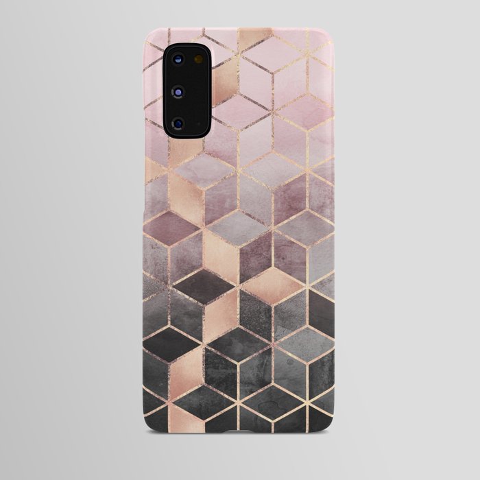 Pink And Grey Gradient Cubes Android Case