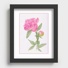 Watercolor Peony Recessed Framed Print