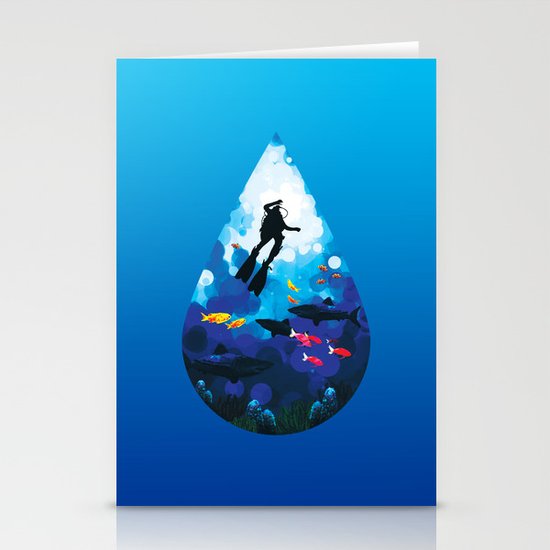 Diver of the Blue Stationery Cards