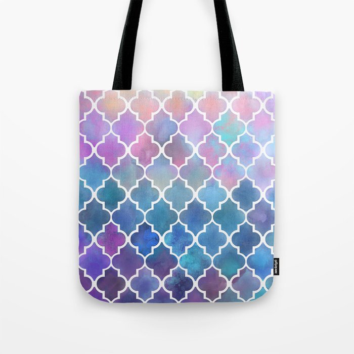 Colorful Watercolor Moroccan Pattern Tote Bag