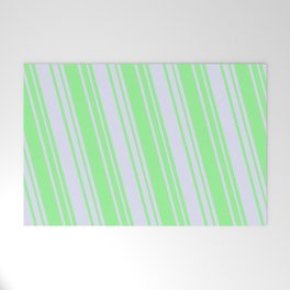 [ Thumbnail: Green & Lavender Colored Striped/Lined Pattern Welcome Mat ]