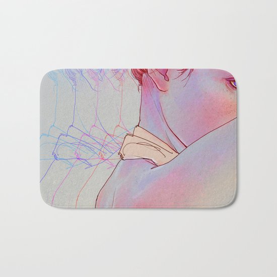 Untitled psychedelic girl drawing Bath Mat