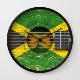 Old Vintage Acoustic Guitar with Jamaican Flag Wall Clock | Vintage, Jamaican, Jamaicanflagguitar, Jamaica, Beatupguitar, Flagofjamaica, Jamaicanpride, Guitar, Jamaicanflag, Oldacousticguitar 