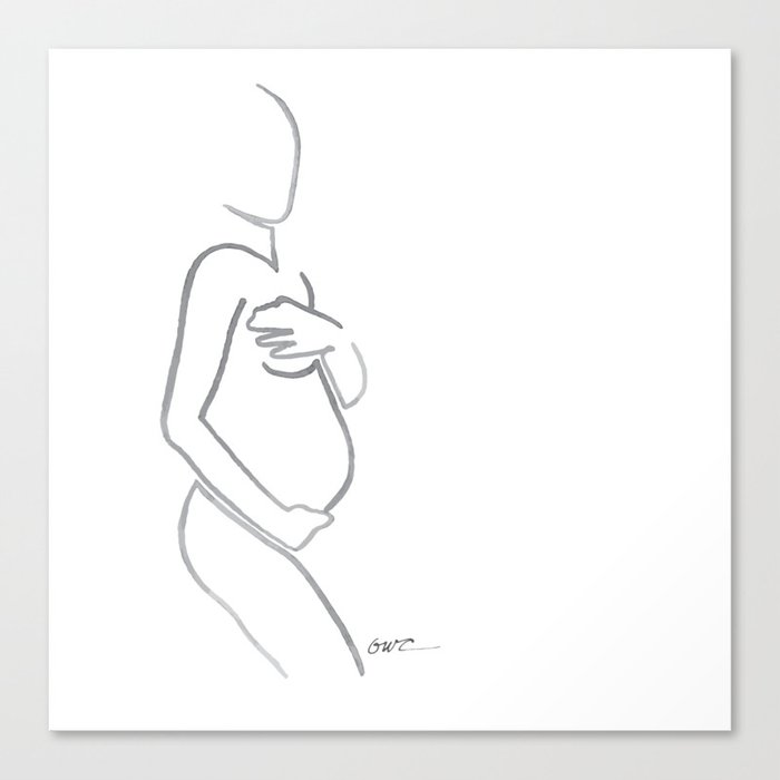 Woman Line Drawing (Pregnant) Canvas Print