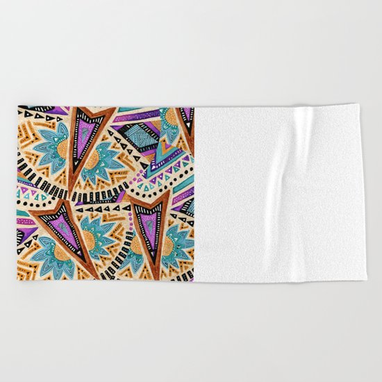 Tribal Folk Icon Beach Towel