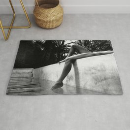 Dip your toes into the water, female form black and white photography - photographs Rug