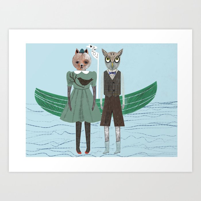 Owl & Pussycat Art Print