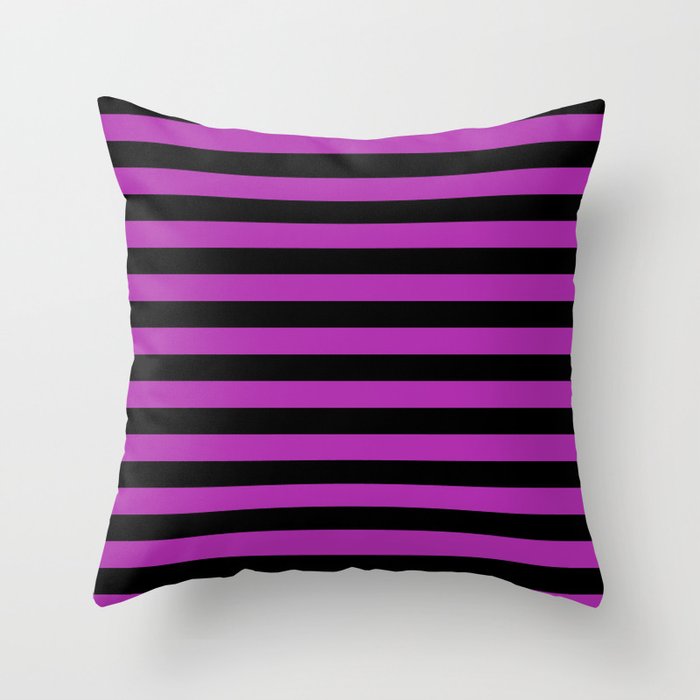 Stripes (Black & Purple Pattern) Throw Pillow