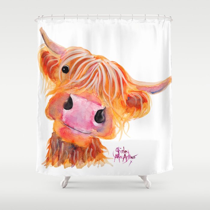 Shirley Macarthur Shower Curtain, Highland Cow Shower Curtain Uk
