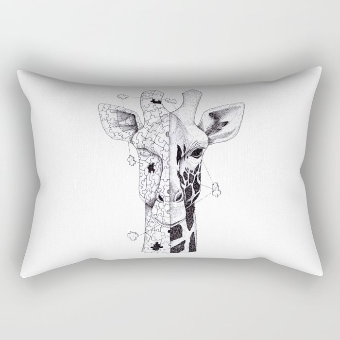 Puzzle Giraffe Drawing Shirt Rectangular Pillow