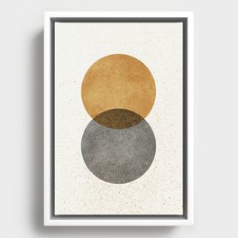 Circle Abstract - Gold Grey Texture Framed Canvas