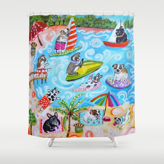 Dogs at the Beach Shower Curtain